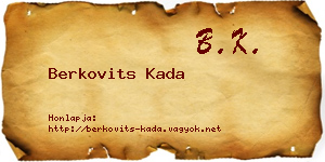Berkovits Kada névjegykártya